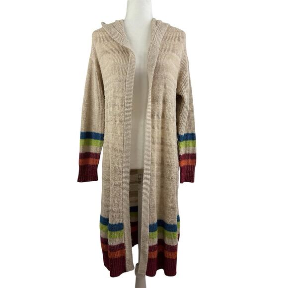 Matilda Jane Stay Cozy Cardigan Sweater Hooded Duster Small Open Front Metallic - Picture 2 of 15